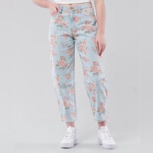 Hollister Mom Jeans With Rose Print